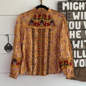 Anthropologie Multicolor Embroidered Blouse